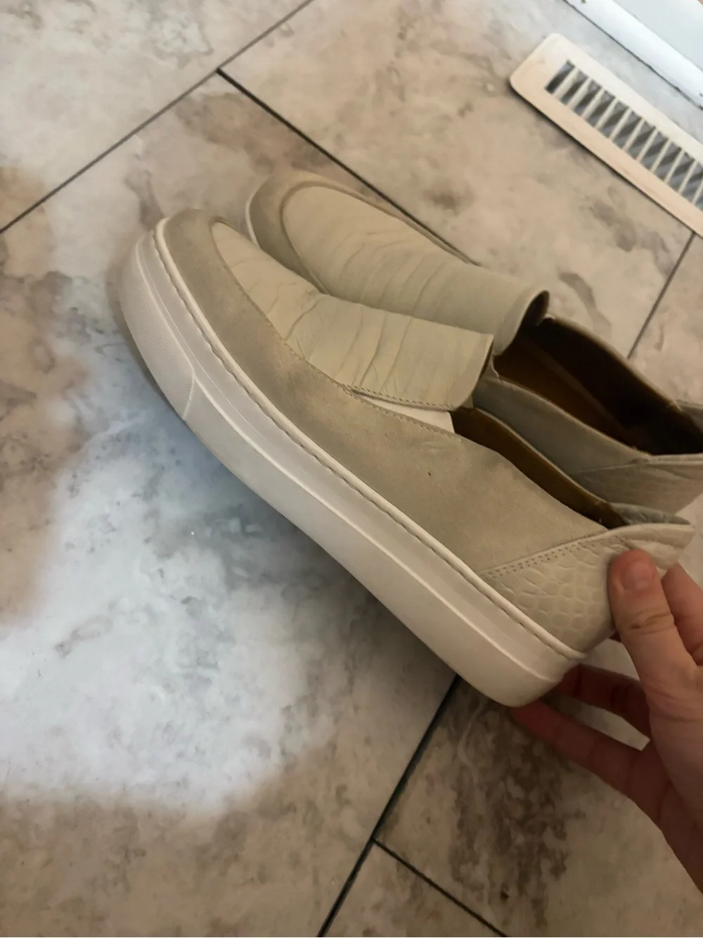 M. Gemi The Zeta Crocodile Print Suede Sneakers